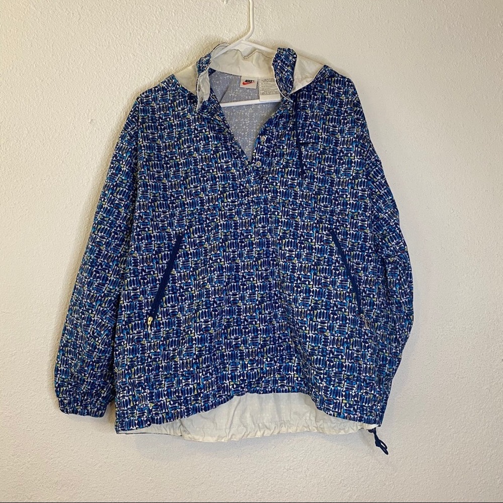 Vintage Nike Blue  anorak Design Windbreaker SZ M